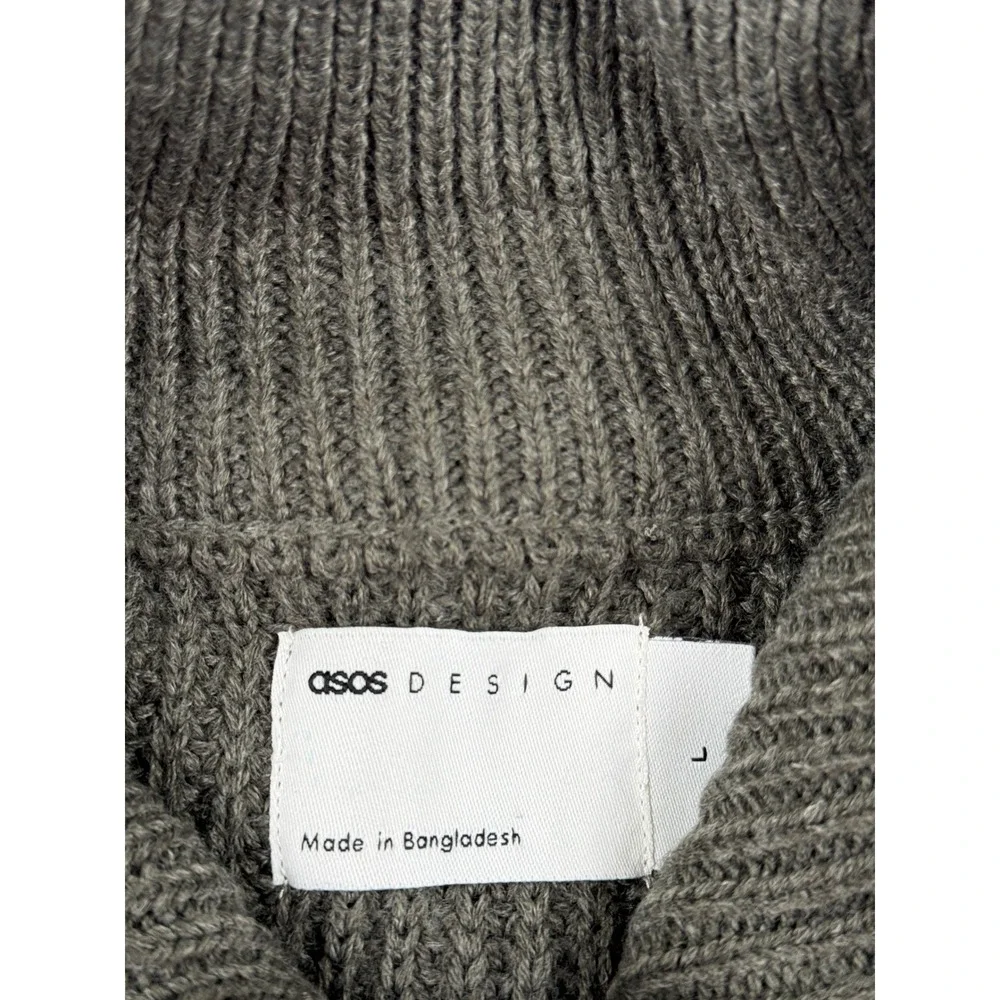 ASOS DESIGN Knitted Oversized Fisherman‎ Rib Zip Through - Grey Size XL NWT
